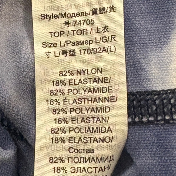 Tory Burch Sport Tissue-Seamless Long Sleeve‎ Shibori Navy Black Tie-Dye Top L - Picture 6 of 10